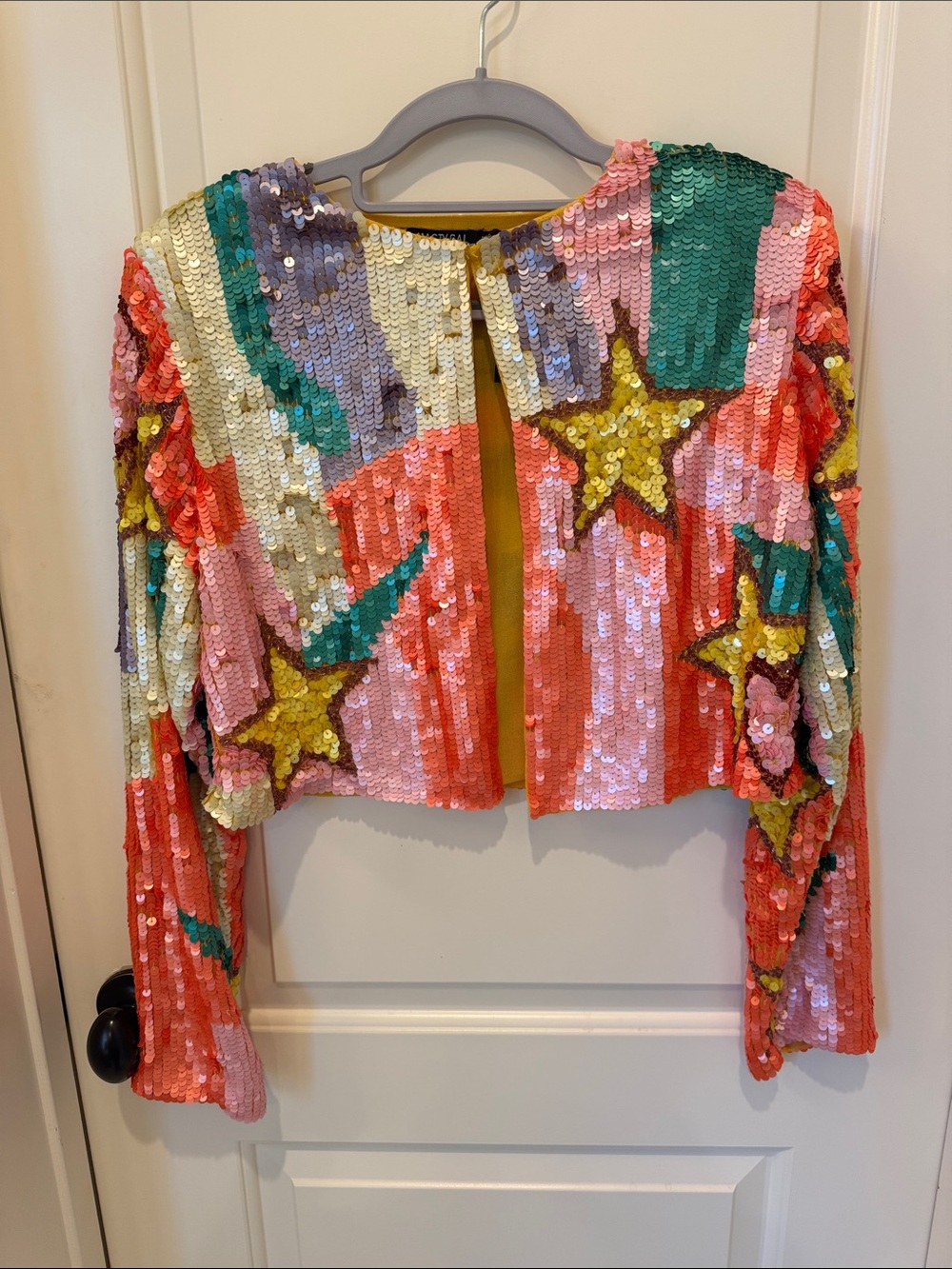 Nasty Gal Multicolor Sequin Star Cropped Blazer colorful Nashville festival